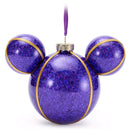 Disney Parks Purple Mickey Mouse Glass Bauble Christmas Decoration