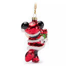 Disney Santa Minnie Mouse Holiday Glass Christmas Tree Ornament