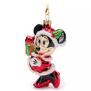 Disney Santa Minnie Mouse Holiday Glass Christmas Tree Ornament