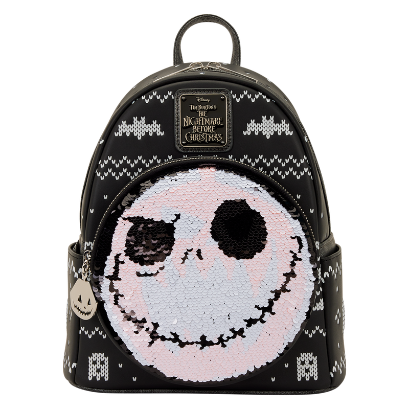 Disney Nightmare Before Christmas Jack Skeleton Reversible Sequin Loungefly Backpack