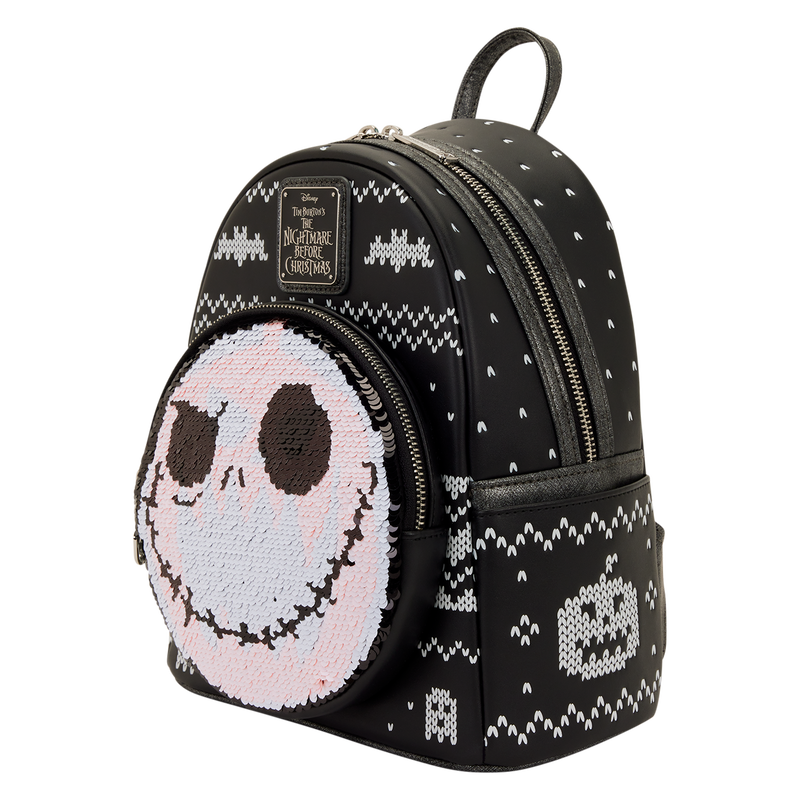 Disney Nightmare Before Christmas Jack Skeleton Reversible Sequin Loungefly Backpack