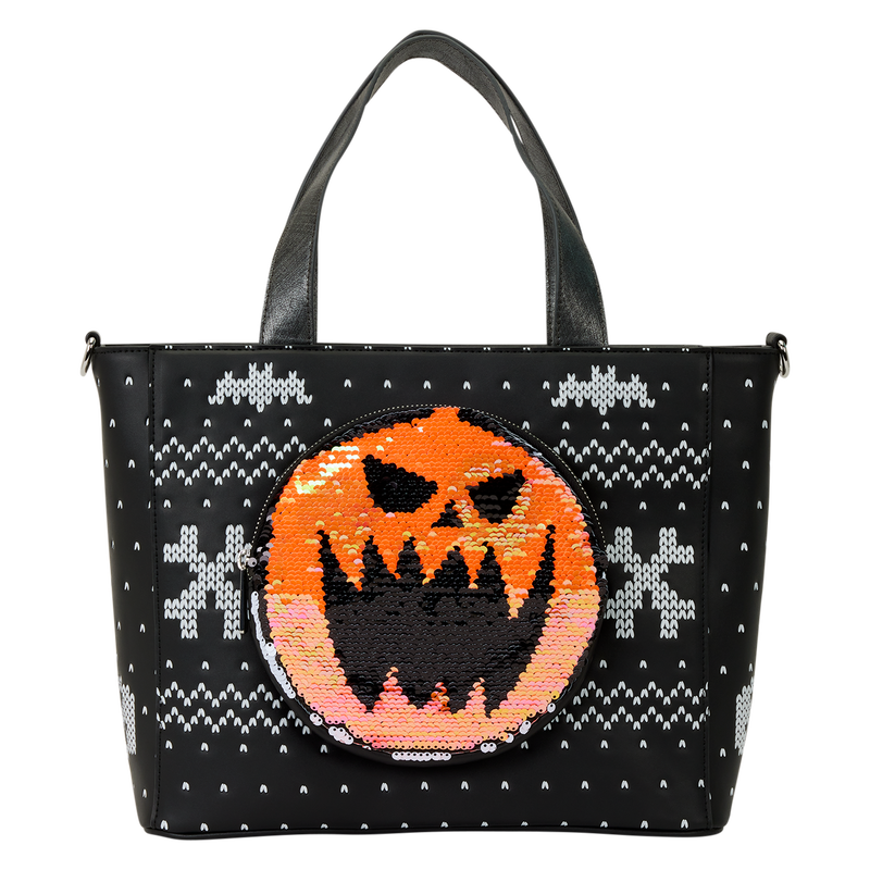Nightmare Before Christmas Jack Skellington Pumpkin King Loungefly Reversible Sequin Tote Bag